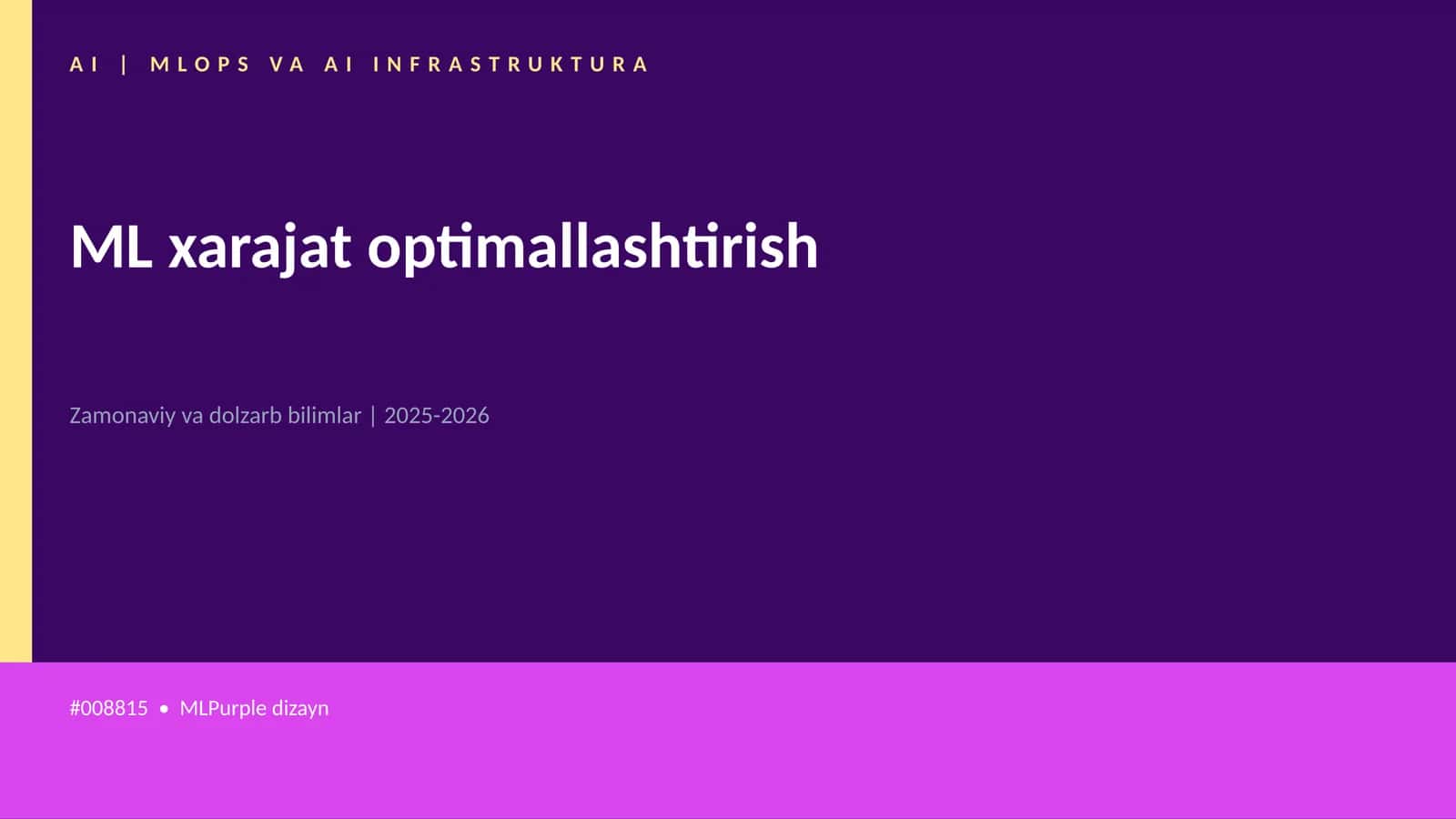 ML xarajat optimallashtirish