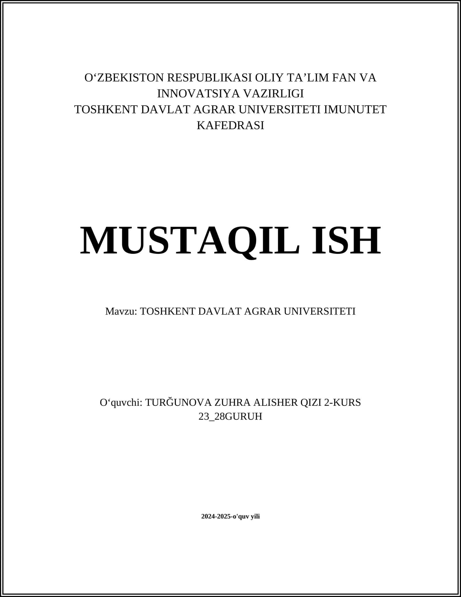 Tashkent Davlat Agrar Universiteti