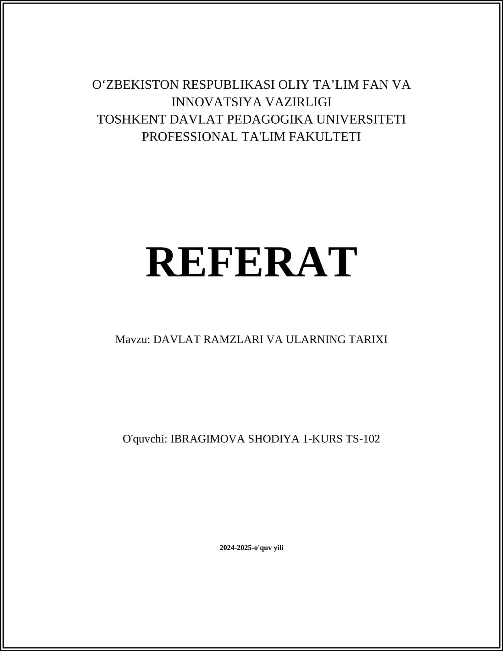 DAVLAT RAMZLARI VA ULARNING TARIXI