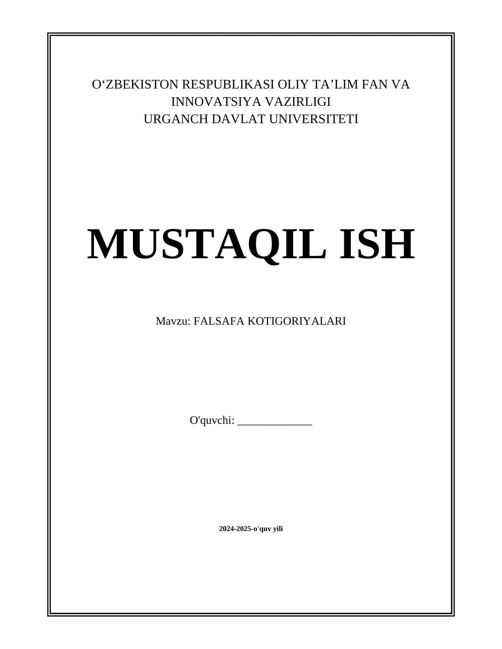 FALSAFA KOTIGORIYALARI