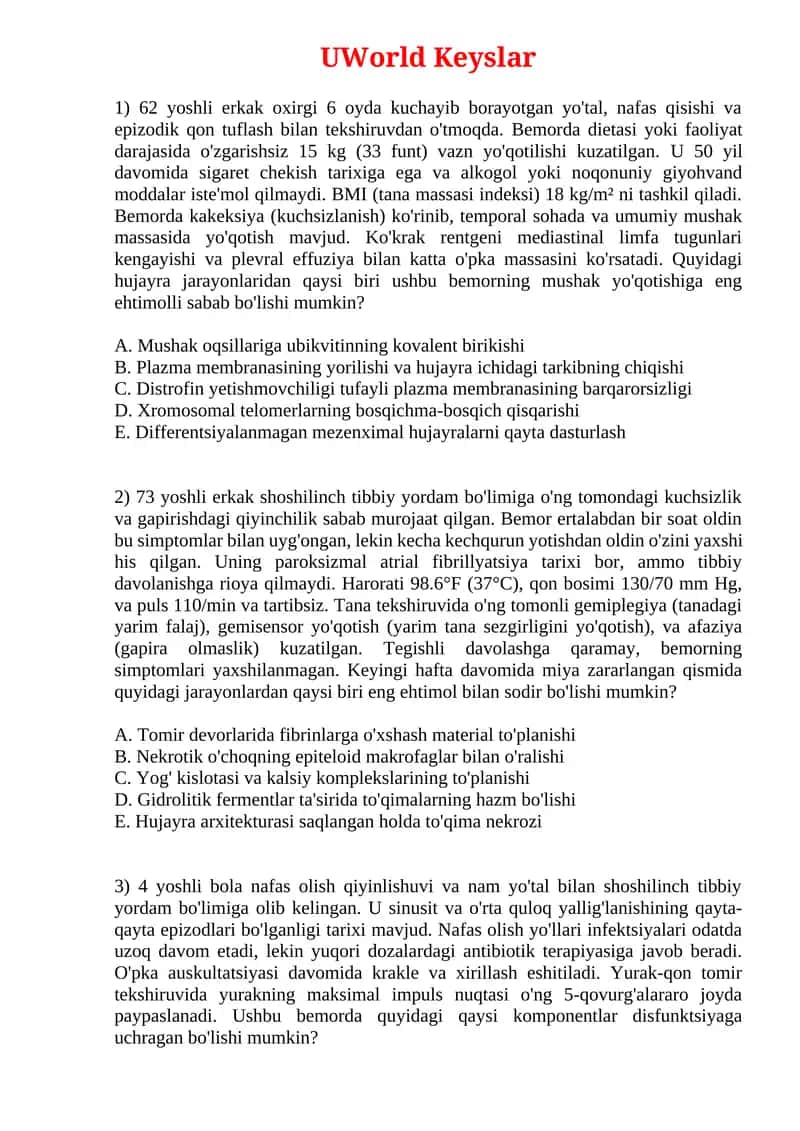 UWorld Keyslar