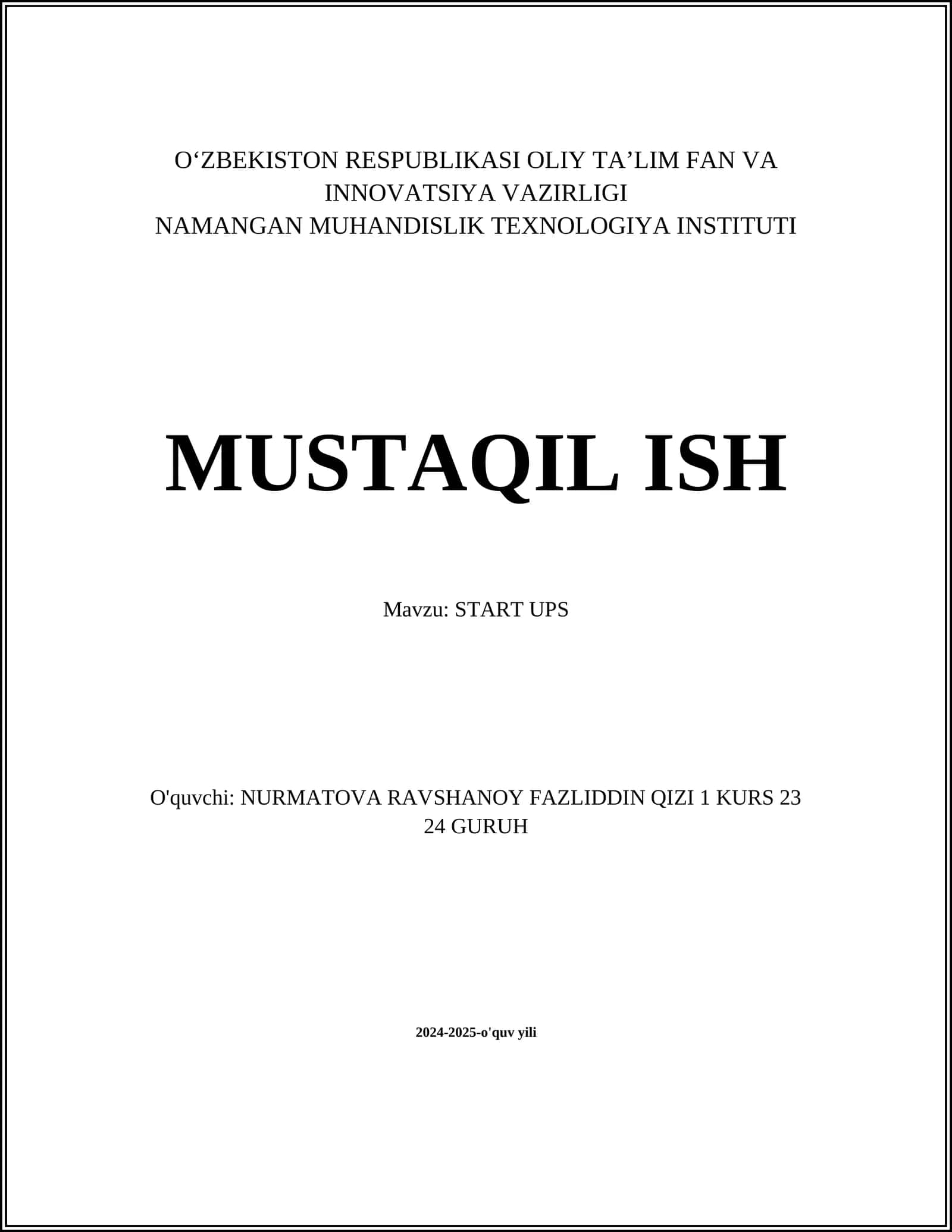 START UPS