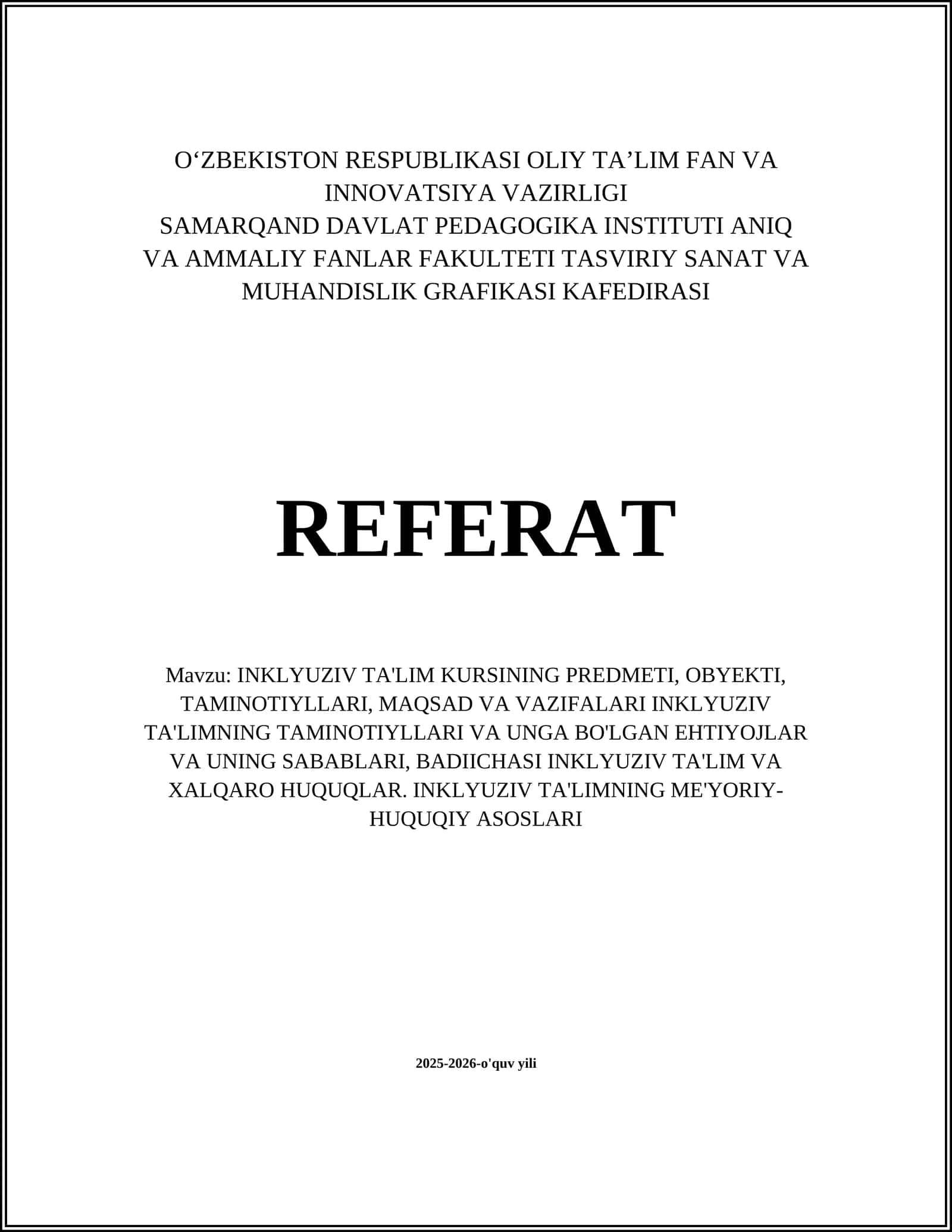 INKLYUZIV TA'LIM KURSI