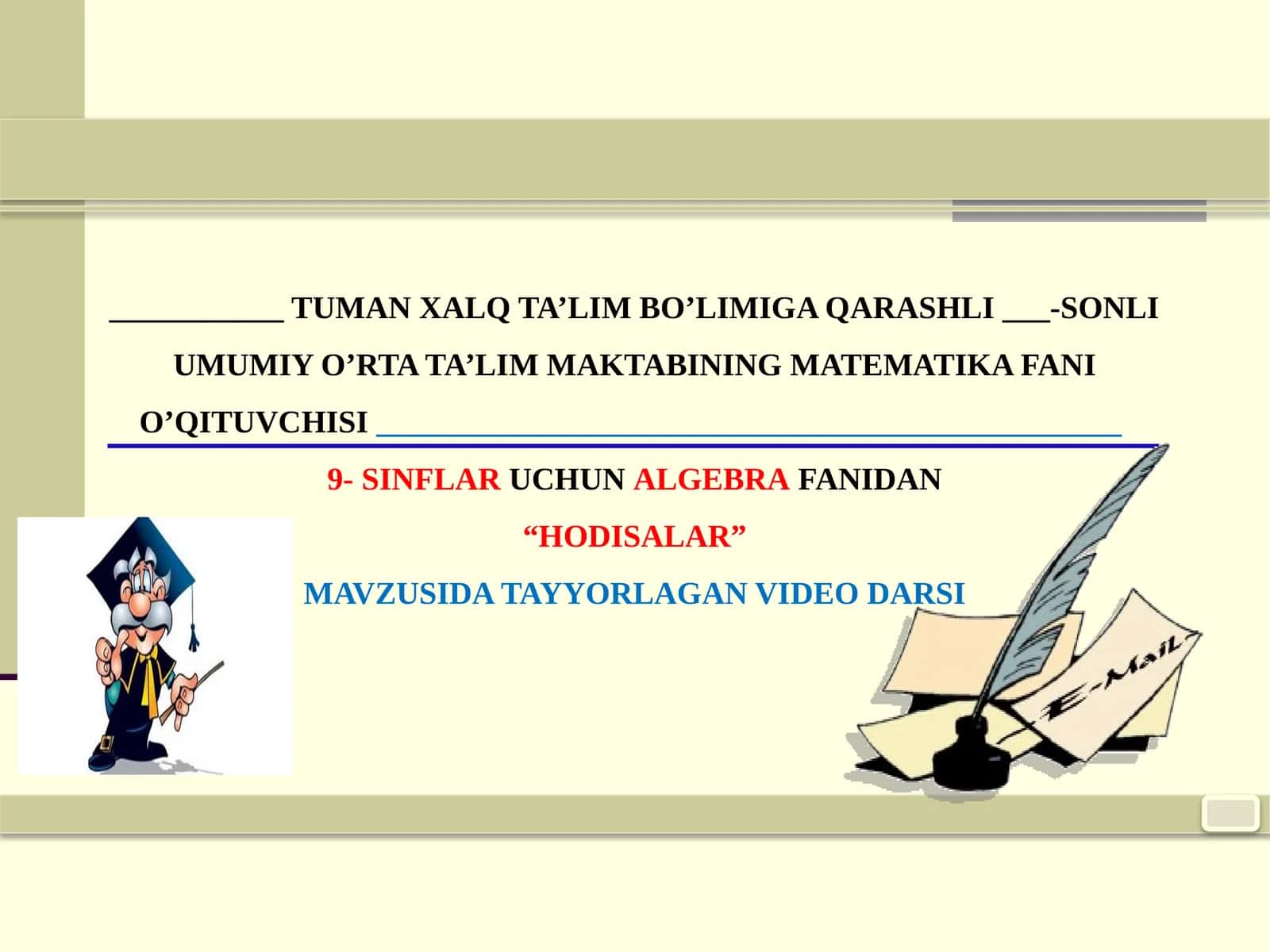 Ehtimolliklar nazariyasi va matematik statistika elementlari