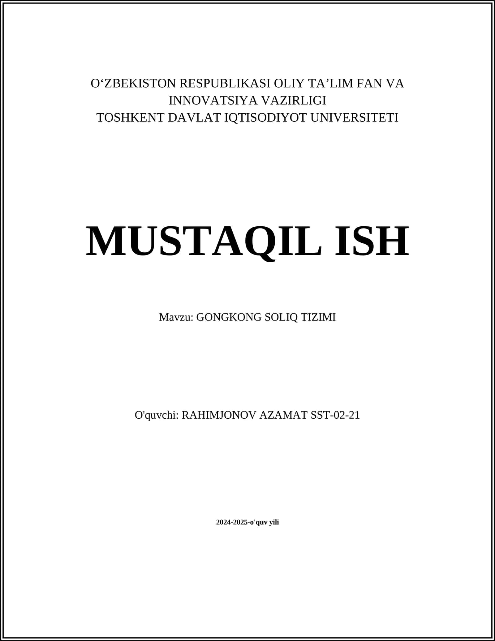 GONGKONG SOLIQ TIZIMI