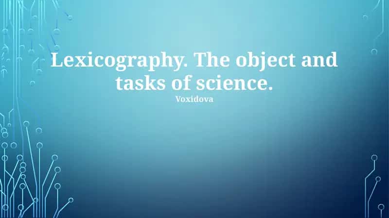 Lexicography