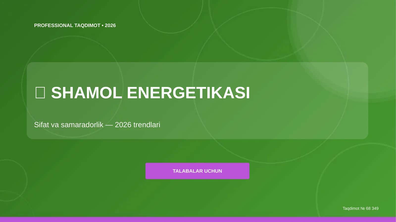 Shamol energetikasi: sifat va samaradorlik (2026 trendlari) [talabalar uchun]