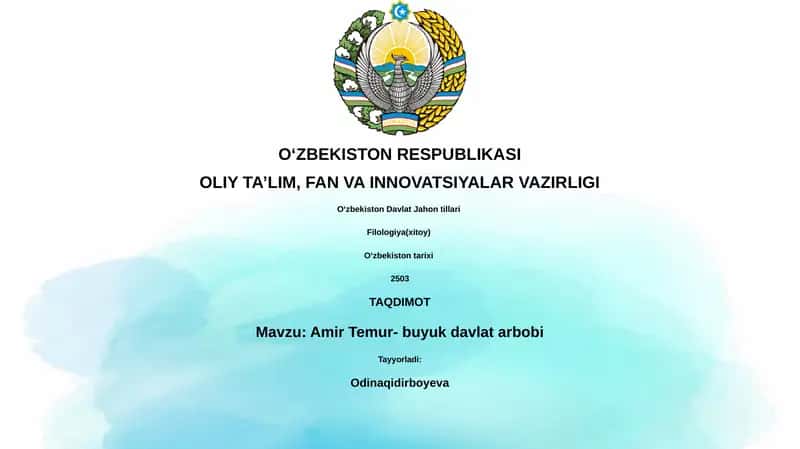 Amir Temur- buyuk davlat arbobi