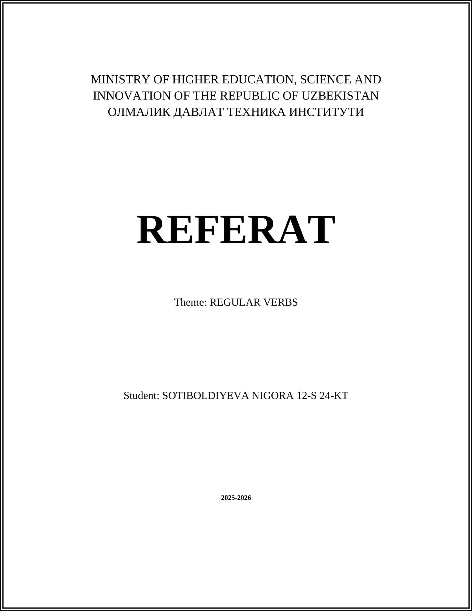 REGULAR VERBS