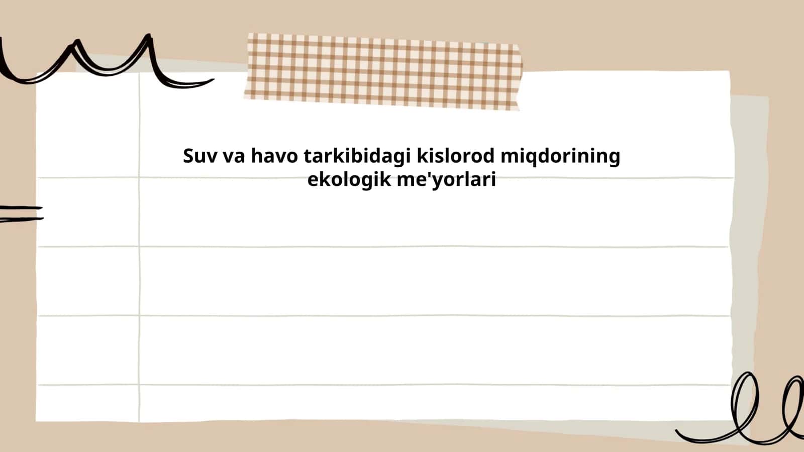 Suv va havo tarkibidagi kislorod miqdorining ekologik me'yorlari