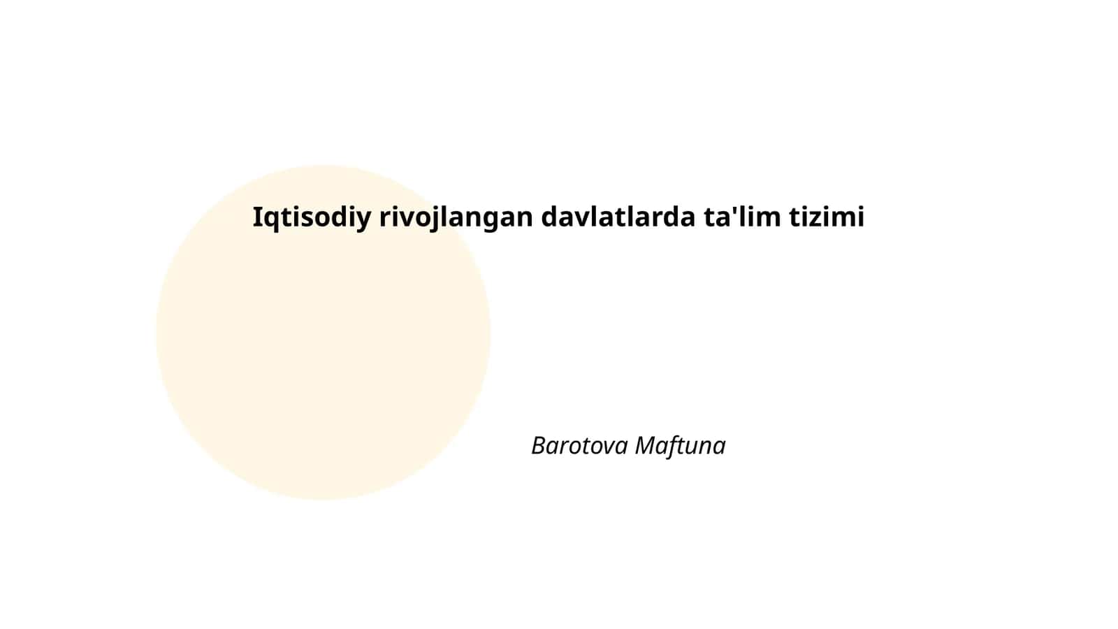 Iqtisodiy rivojlangan davlatlarda ta'lim tizimi