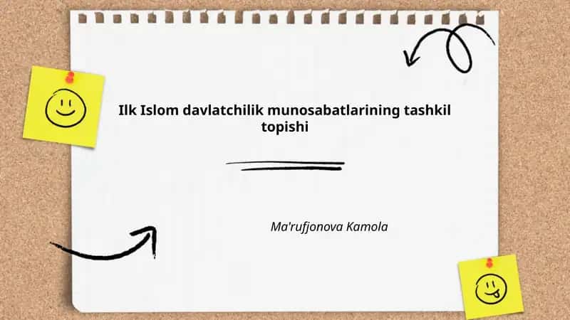 Ilk Islom davlatchilik munosabatlarining tashkil topishi