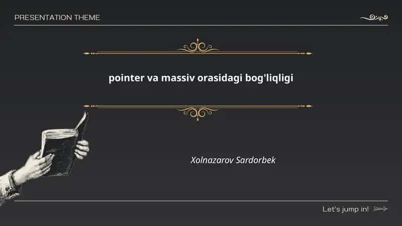 pointer va massiv orasidagi bog'liqligi