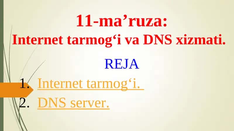 Internet tarmogʻi va DNS xizmati