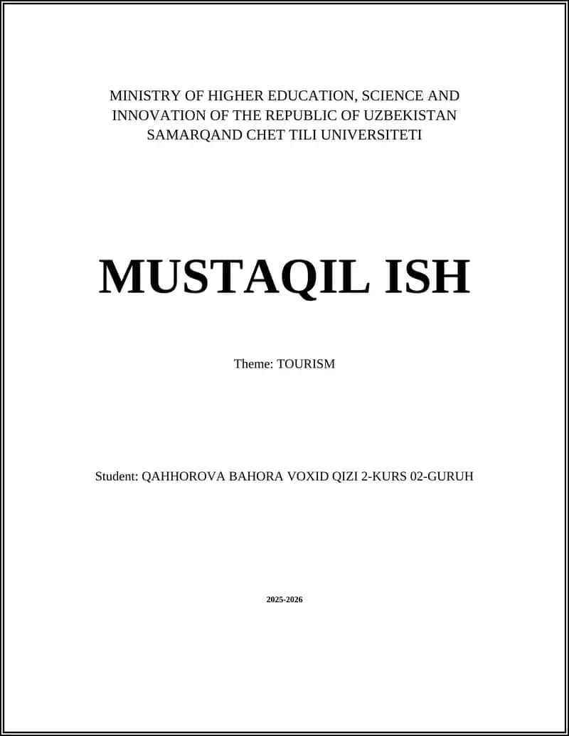Cultural Tourism Study Plan