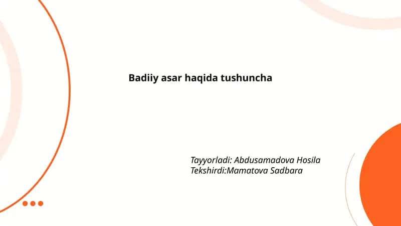 Badiiy asar haqida tushuncha