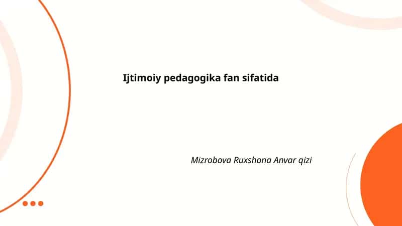 Ijtimoiy pedagogika fan sifatida