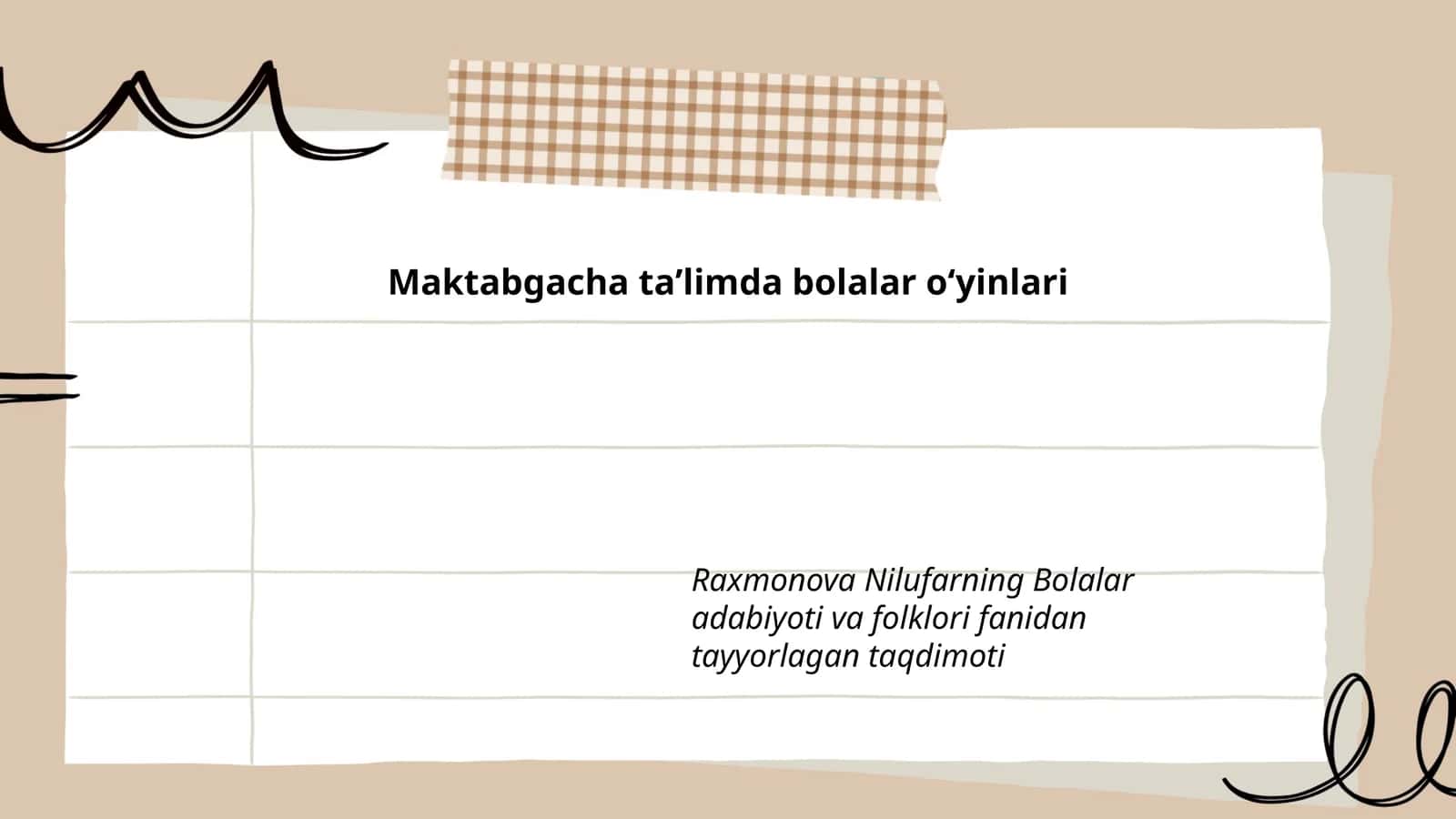 Bolalar adabiyoti va folklori fanidan tayyorlagan taqdimot