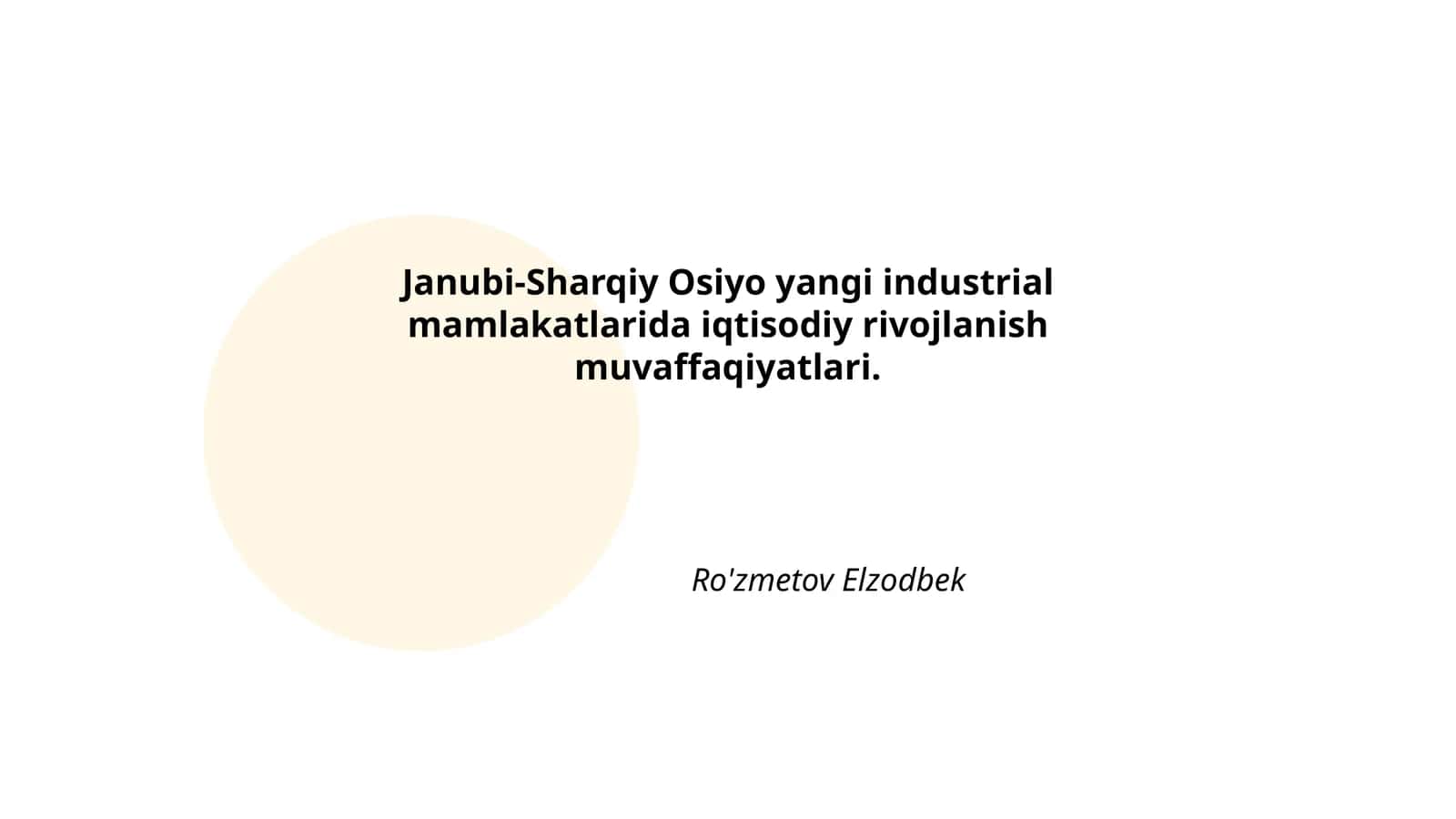 Janubi-Sharqiy Osiyo yangi industrial mamlakatlarida iqtisodiy rivojlanish muvaffaqiyatlari