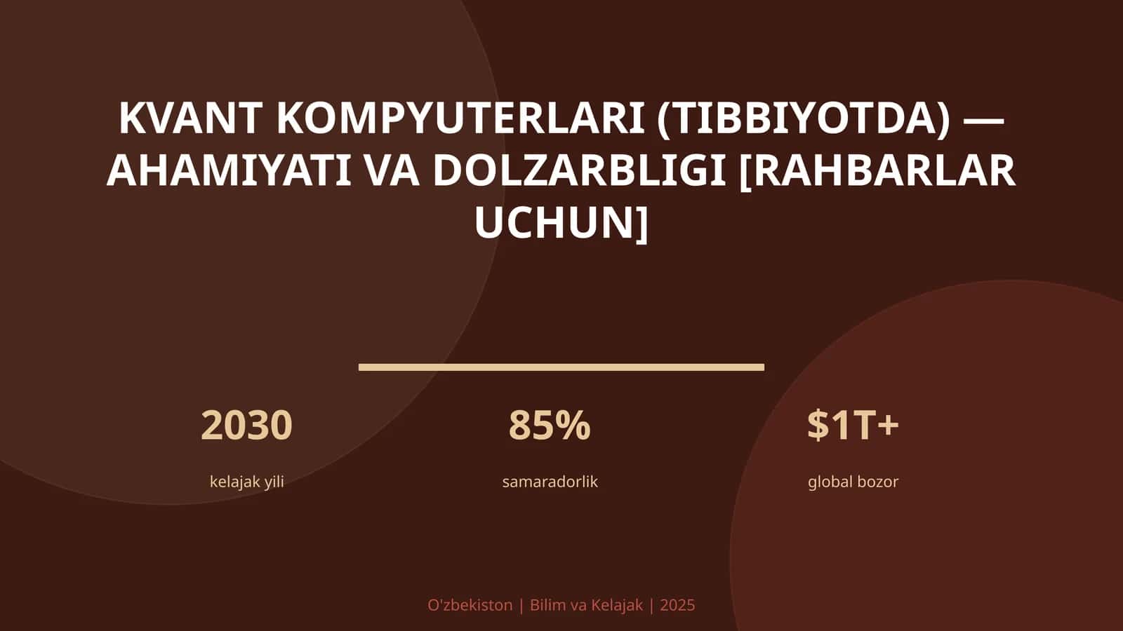 Kvant kompyuterlari (Tibbiyotda) — ahamiyati va dolzarbligi [rahbarlar uchun]