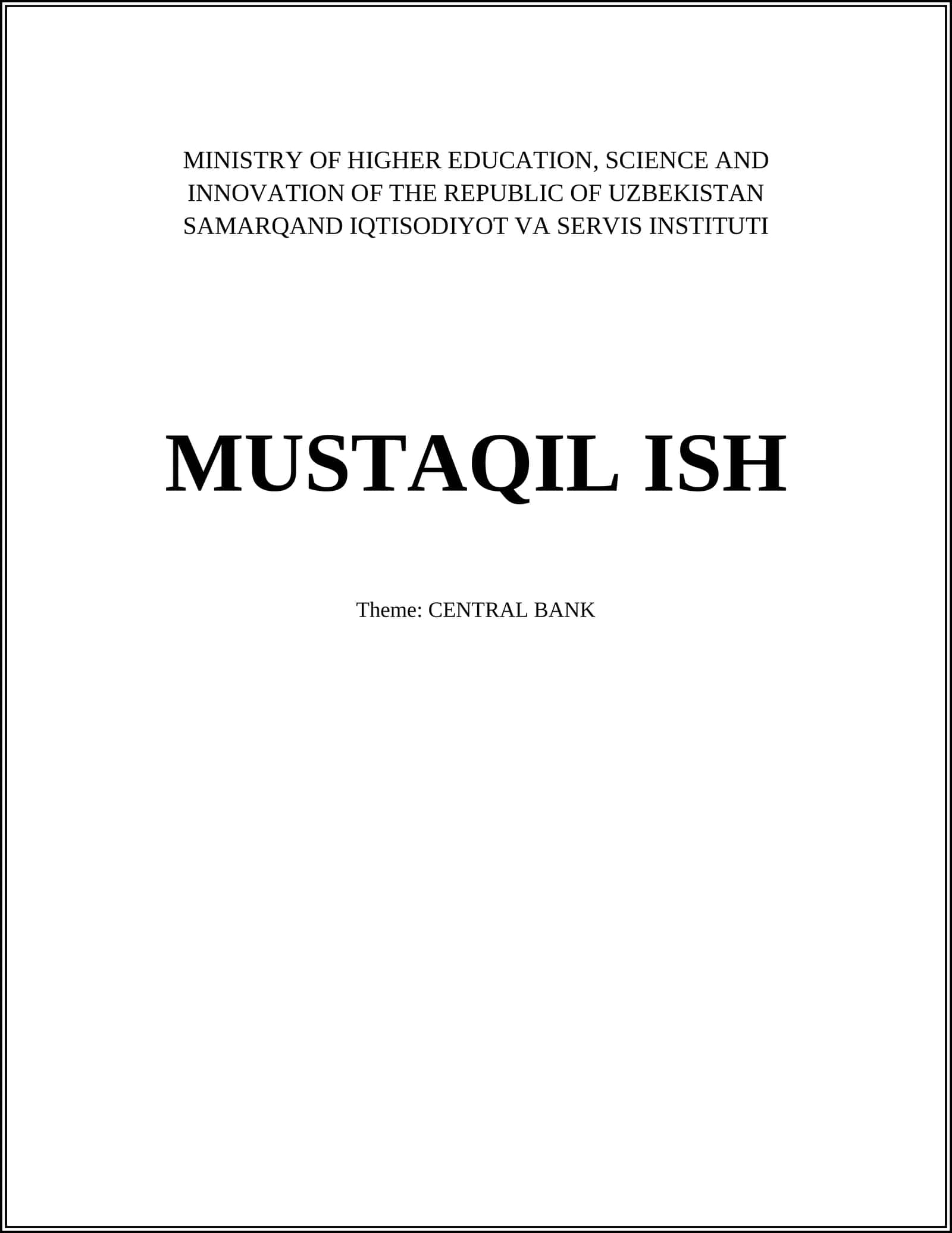 SAMARQAND IQTISODIYOT VA SERVIS INSTITUTI MUSTAQIL ISH