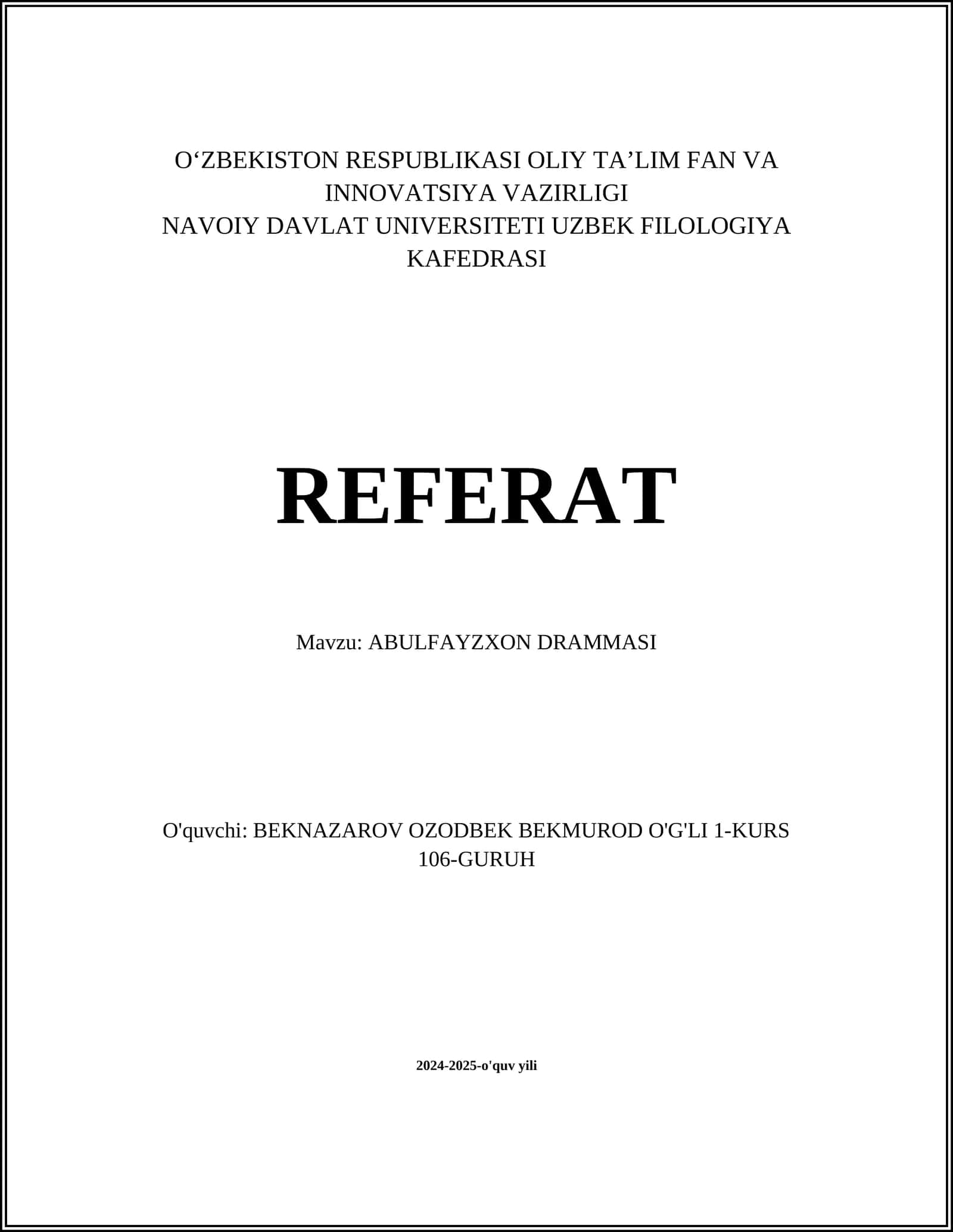 ABULFAYZXON DRAMMASI