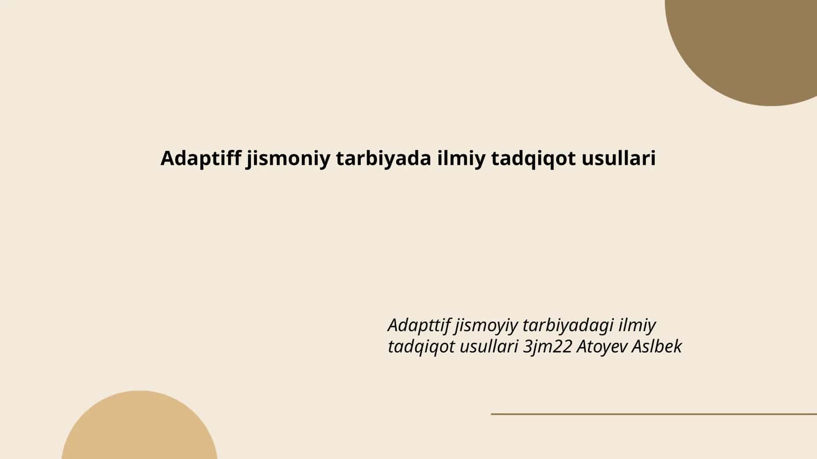 Adaptiff jismoniy tarbiyada ilmiy tadqiqot usullari