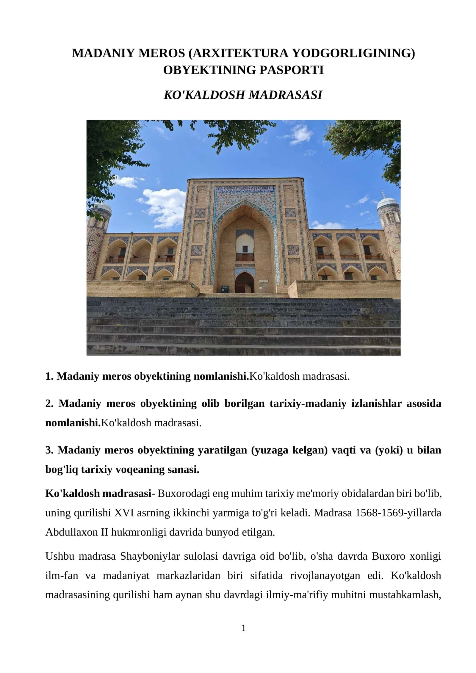 Ko'kaldosh madrasasi