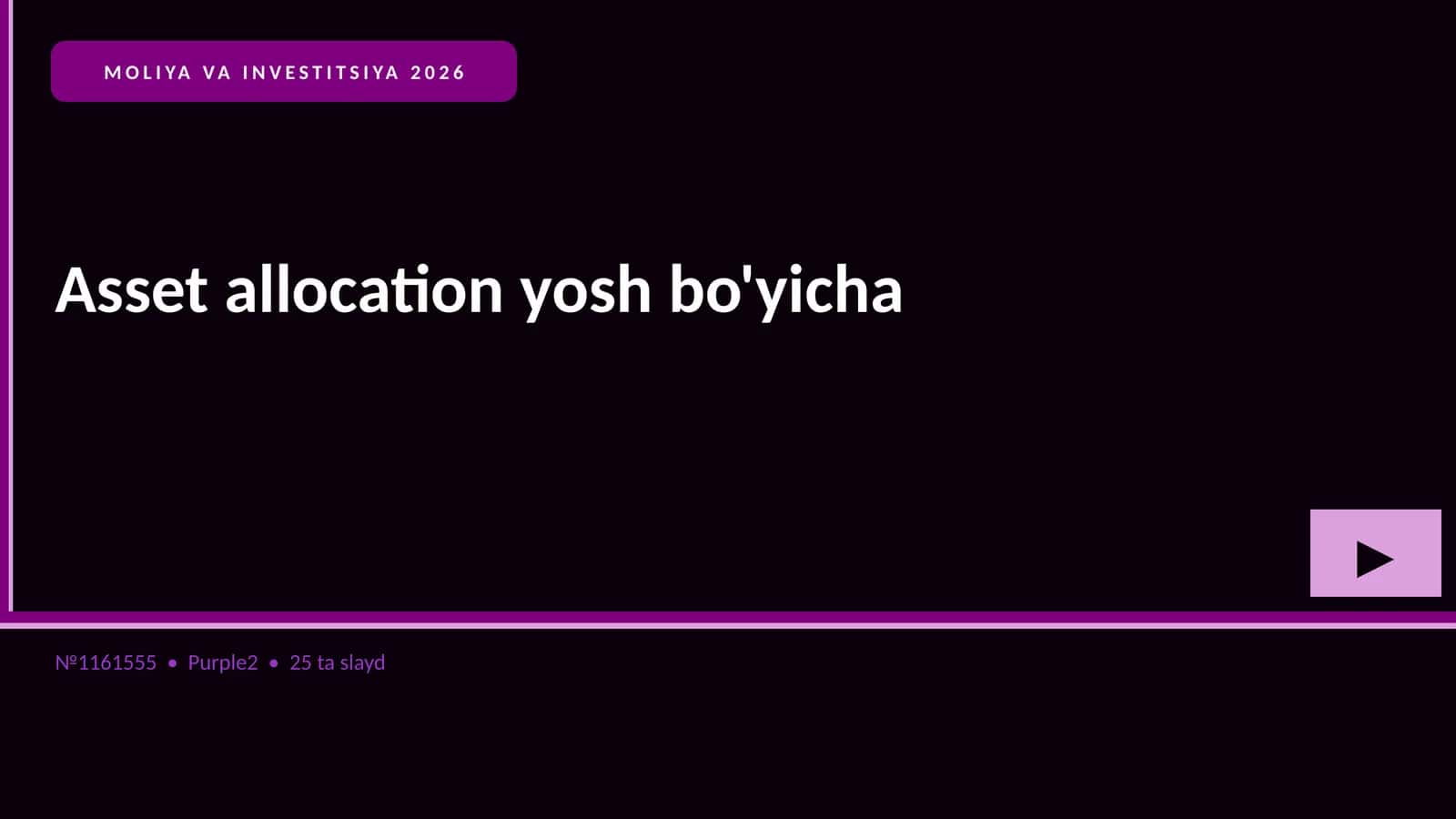 MOLIYA VA INVESTITSIYA 2026