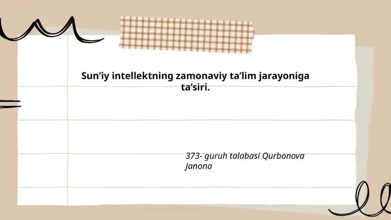 Sun’iy intellektning zamonaviy ta’lim jarayoniga ta’siri