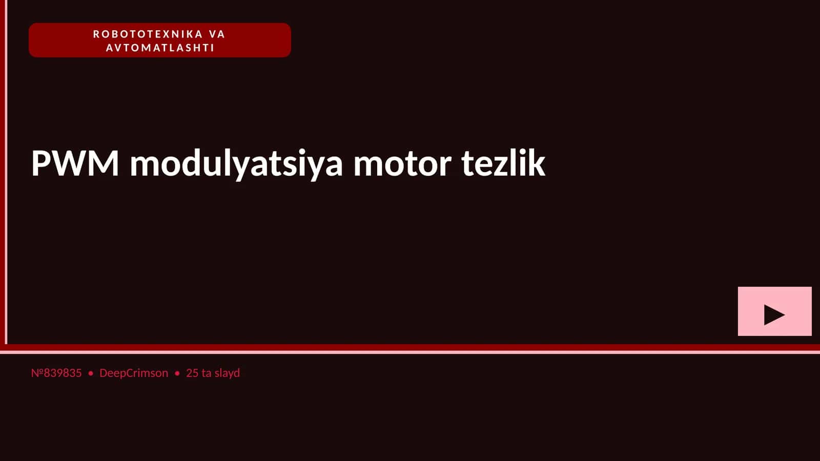 PWM modulyatsiya motor tezlik