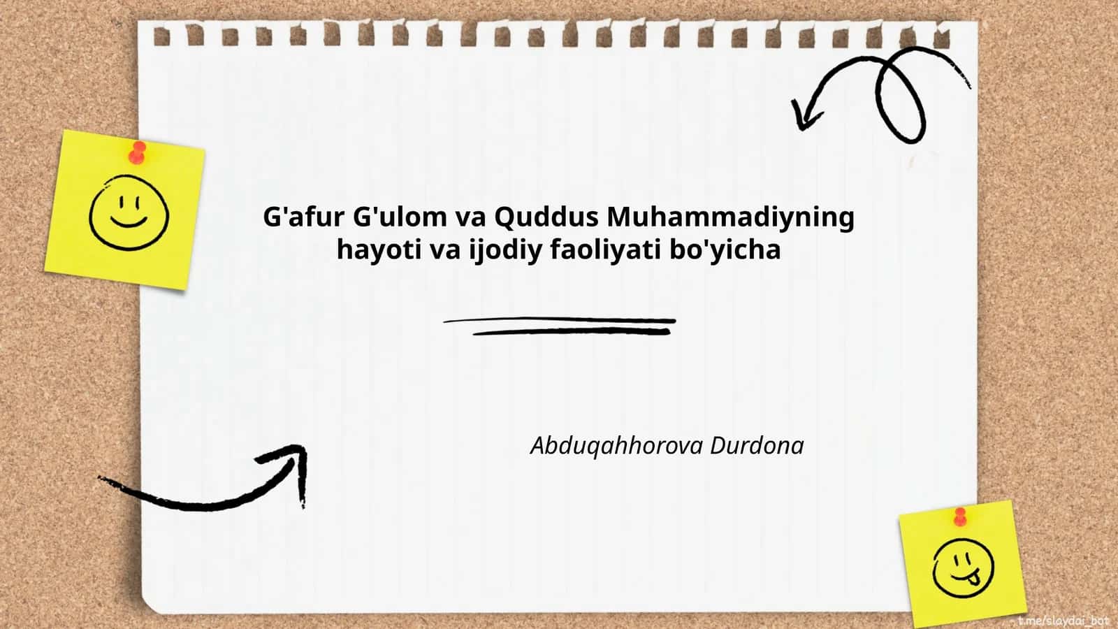 G'afur G'ulom va Quddus Muhammadiyning hayoti va ijodiy faoliyati bo'yicha