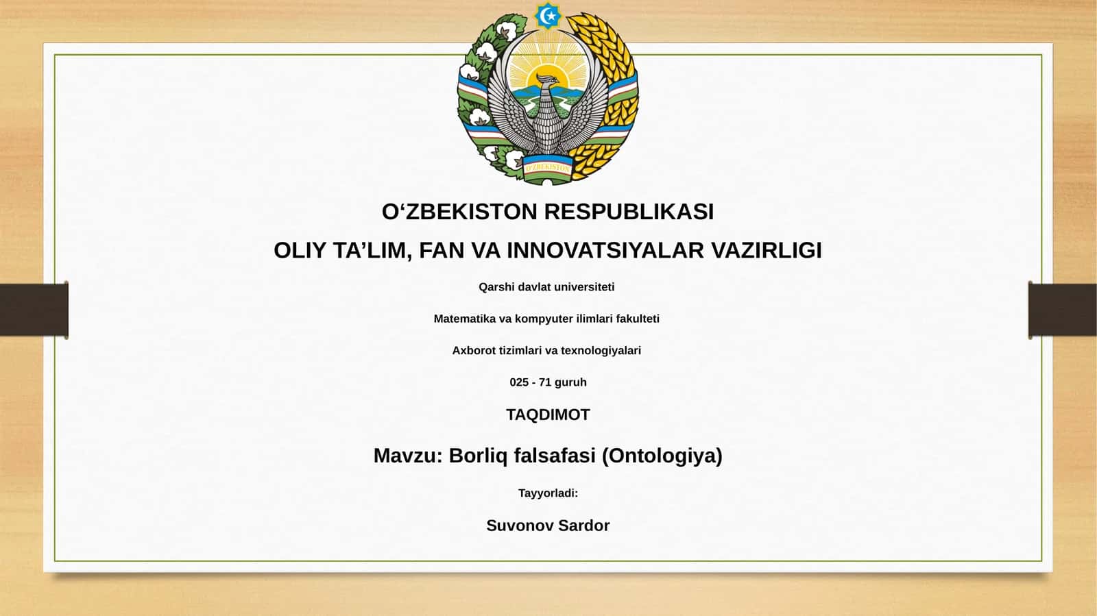 Borliq falsafasi (Ontologiya)
