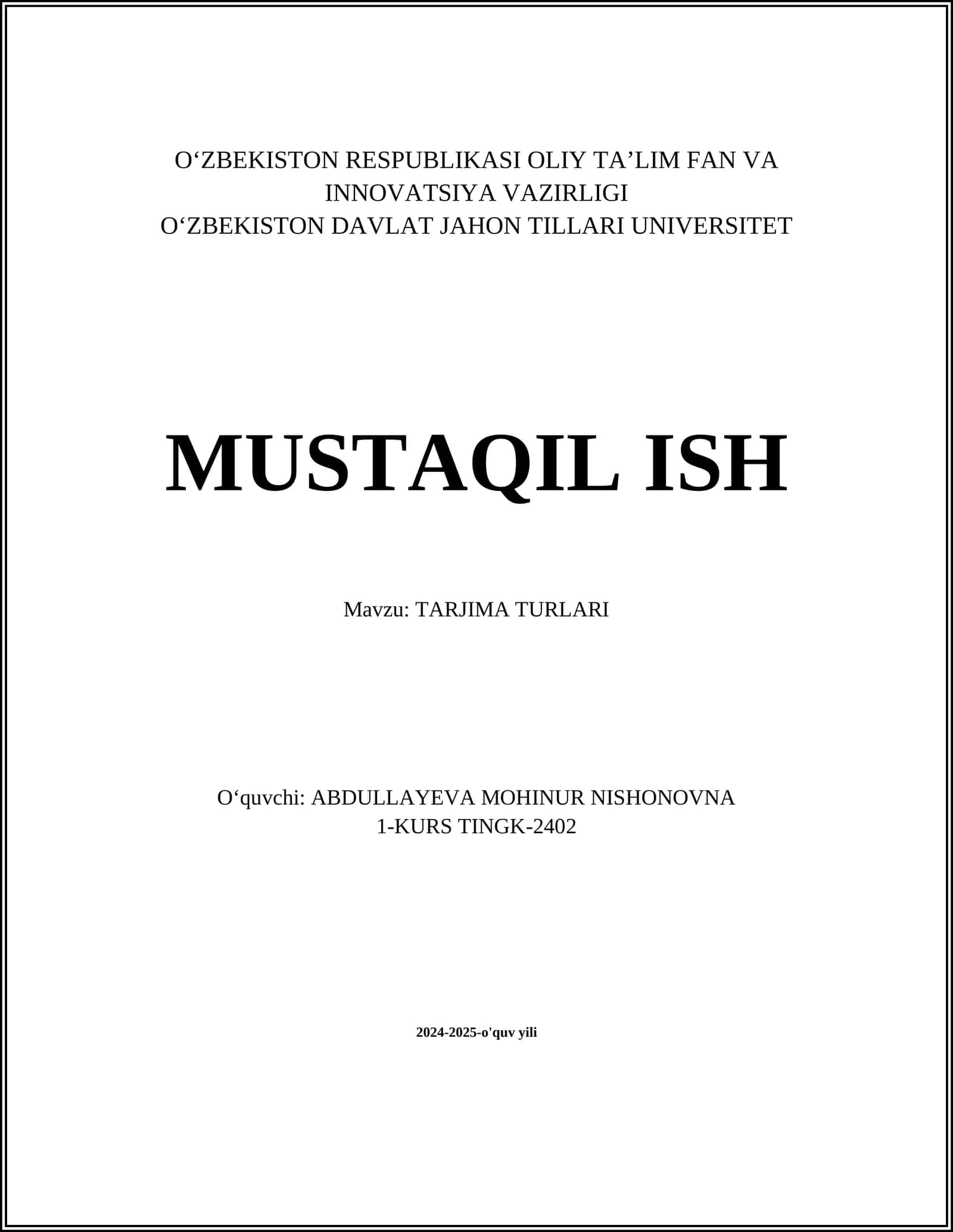 TARJIMA TURLARI