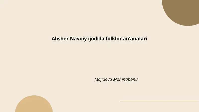 Alisher Navoiy ijodida folklor an'analari