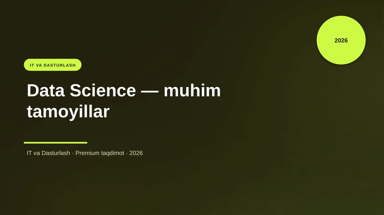 Data Science — muhim tamoyillar