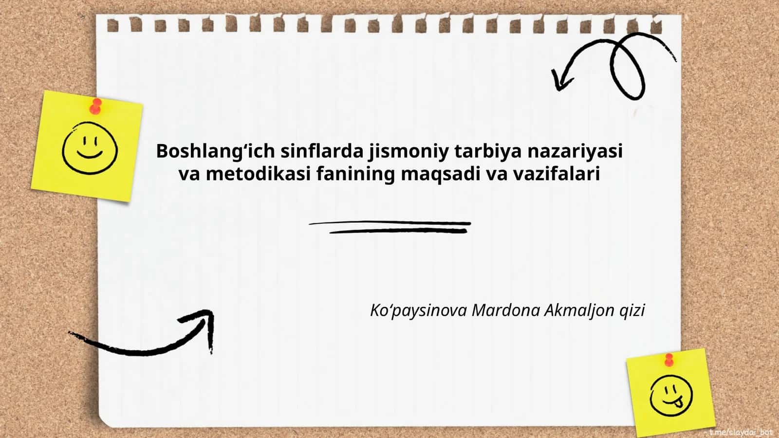 Boshlangʻich sinflarda jismoniy tarbiya nazariyasi va metodikasi fanining maqsadi va vazifalari