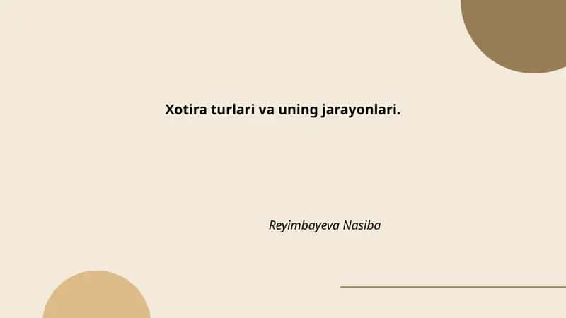 Xotira turlari va uning jarayonlari