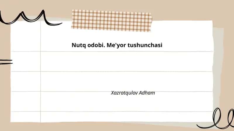 Nutq odobi. Me'yor tushunchasi