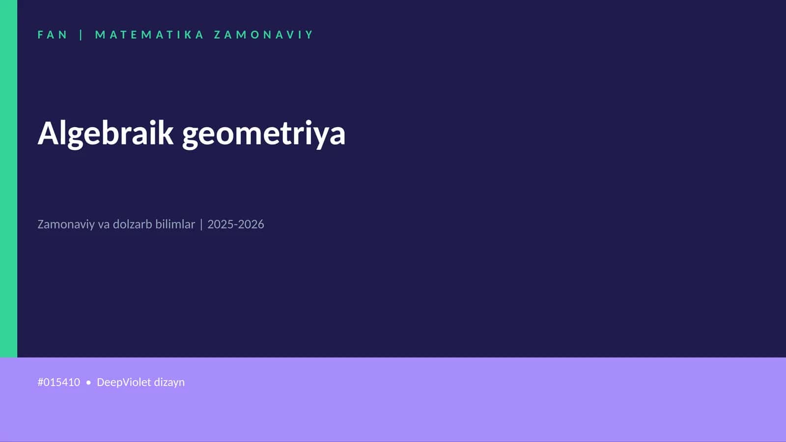 Algebraik geometriya