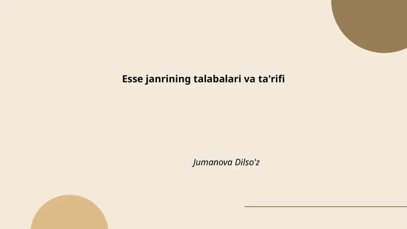 Esse janrining talabalari va ta'rifi