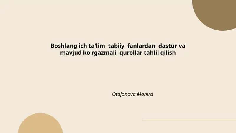 Boshlang'ich ta'lim tabiiy fanlardan dastur va mavjud ko'rgazmali qurollar tahlil qilish