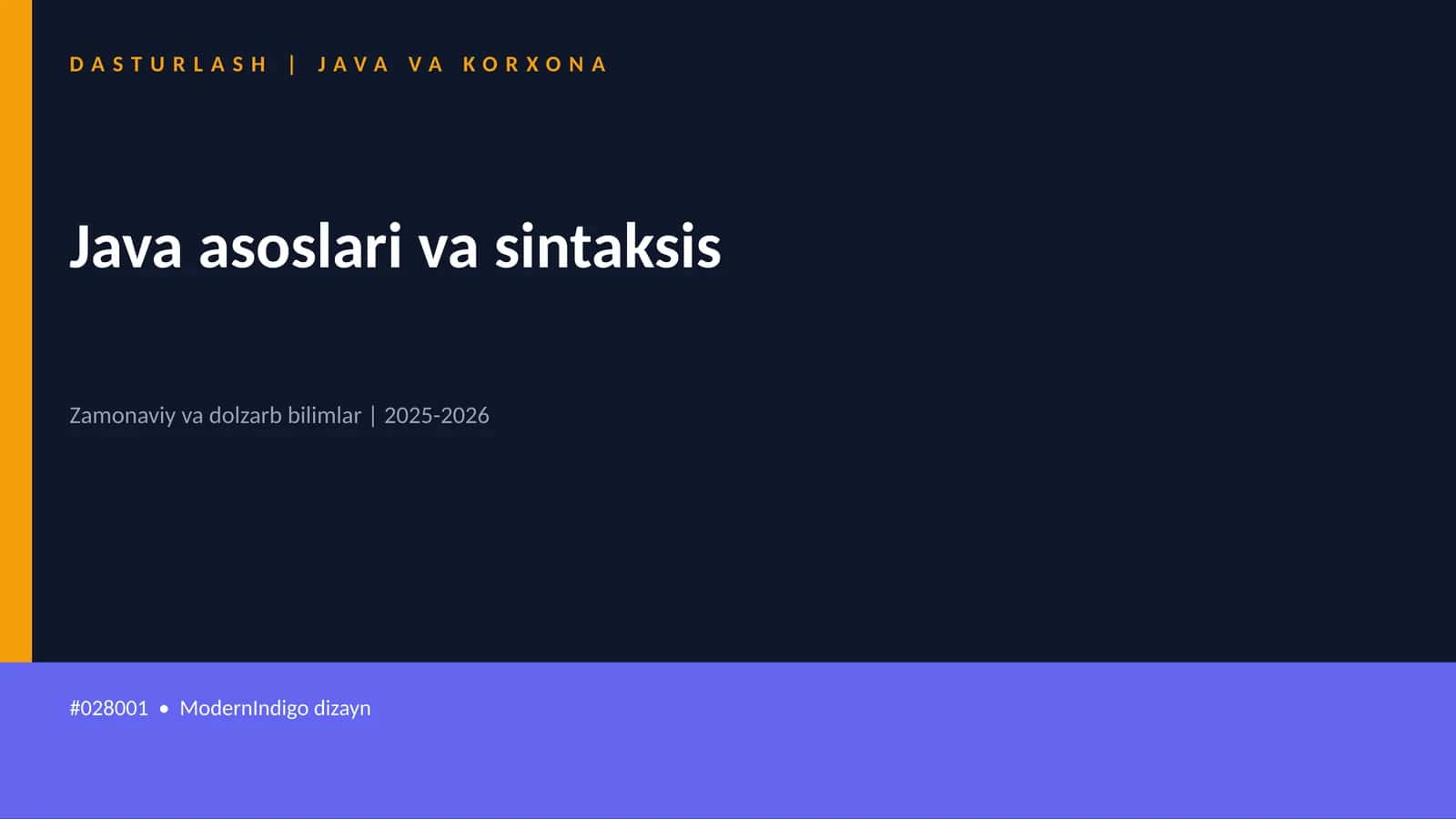 DASTURLASH | JAVA VA KORXONA