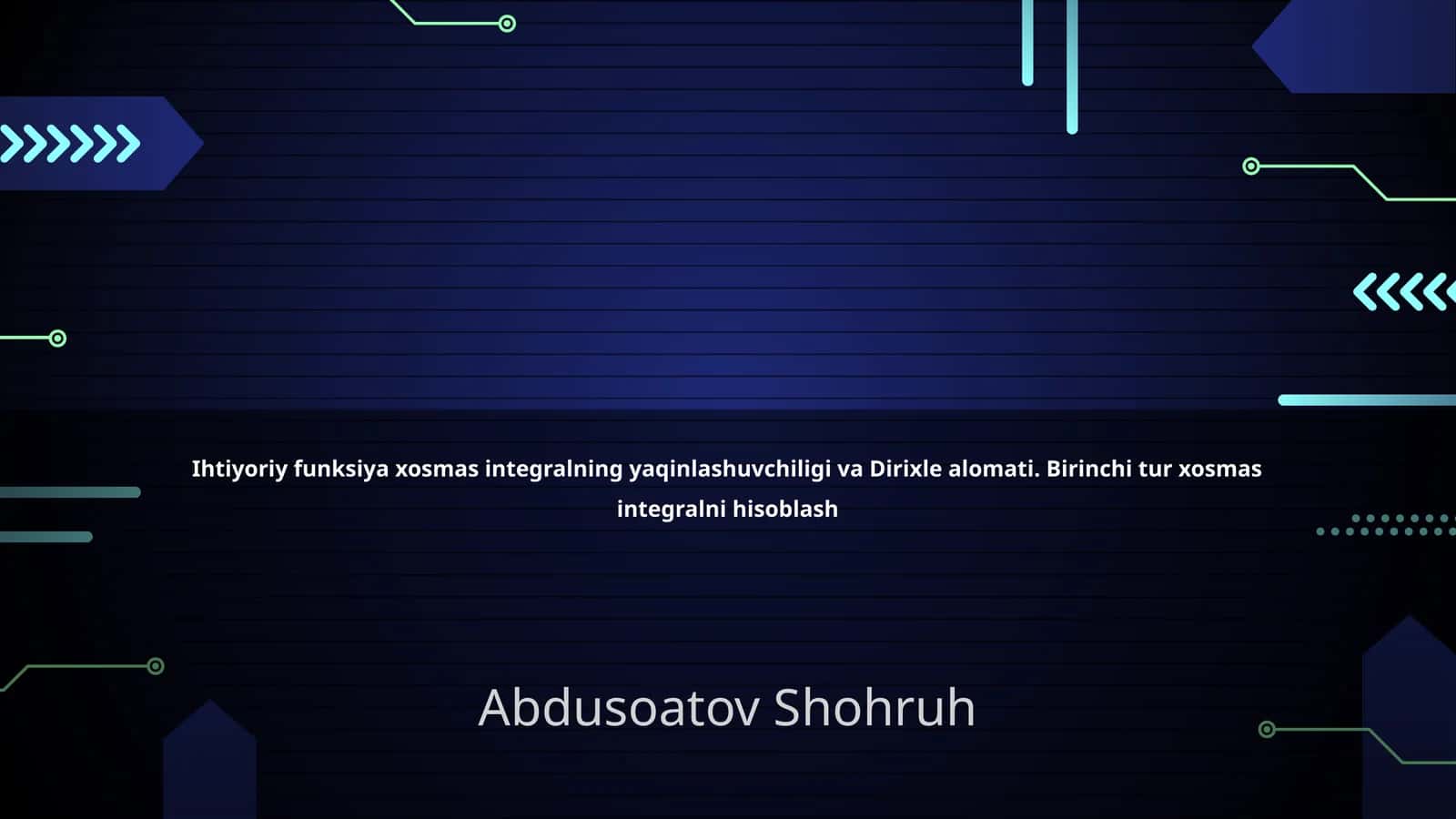 Ihtiyoriy funksiya va xosmas integral tushunchalari