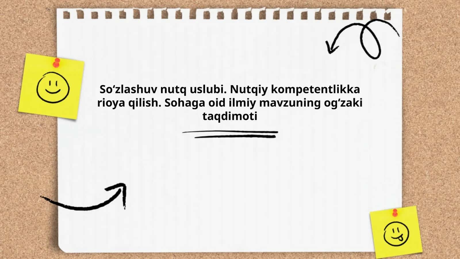 Soʻzlashuv nutq uslubi. Nutqiy kompetentlikka rioya qilish. Sohaga oid ilmiy mavzuning ogʻzaki taqdimoti