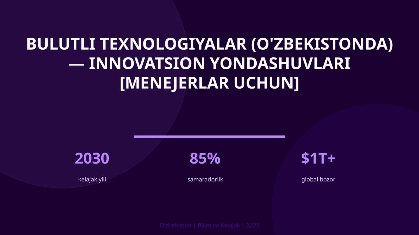 Bulutli texnologiyalar (O'zbekistonda) — innovatsion yondashuvlari [menejerlar uchun]