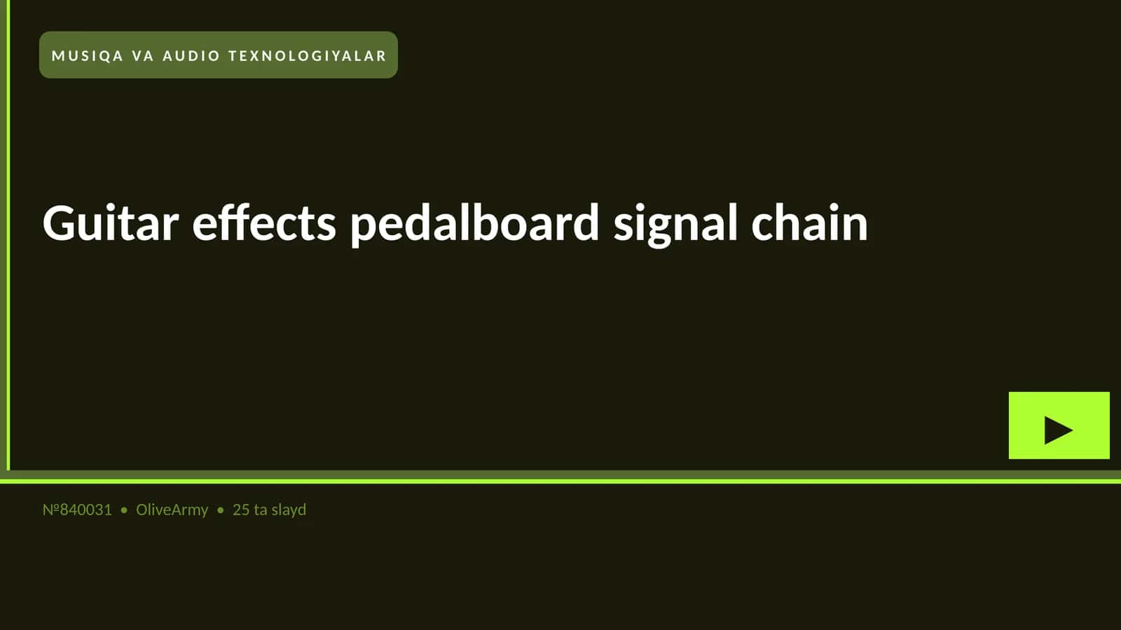Guitar effects pedalboard signal chain