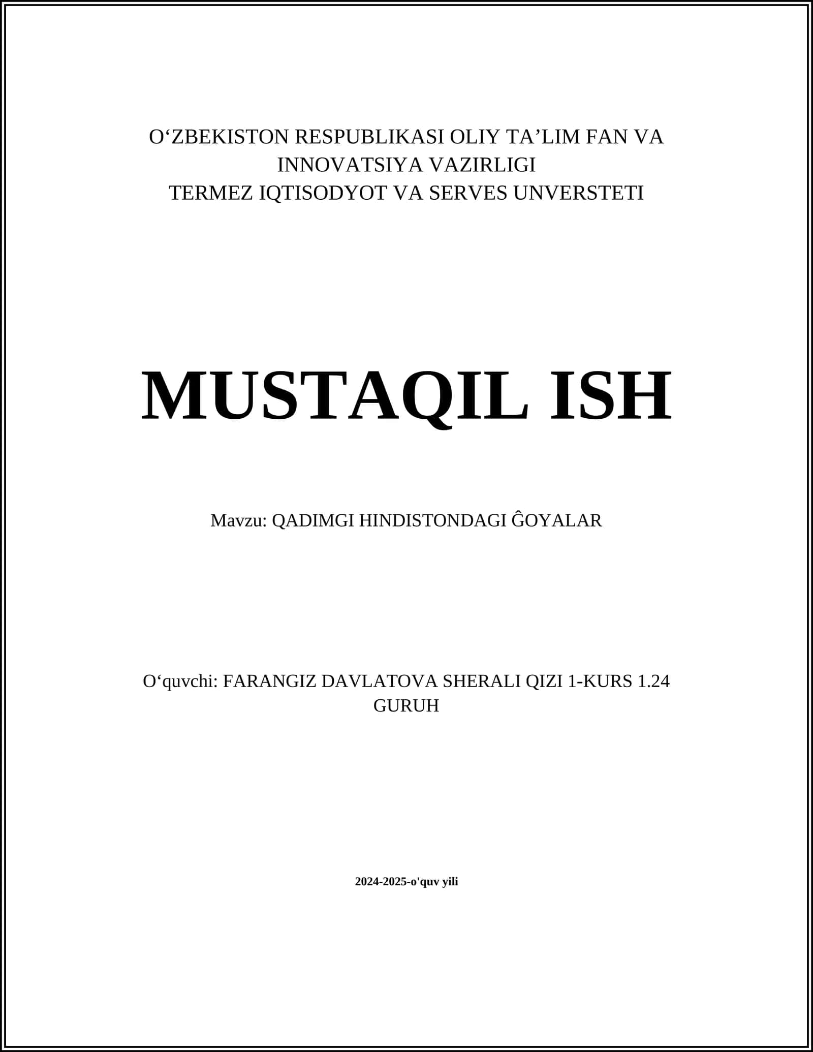 QADIMGI HINDISTONDAGI ĜOYALAR