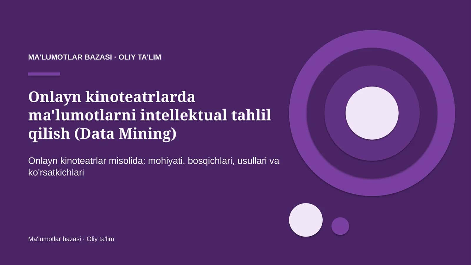onlayn kinoteatrlarda ma'lumotlarni intellektual tahlil qilish data mining 7401