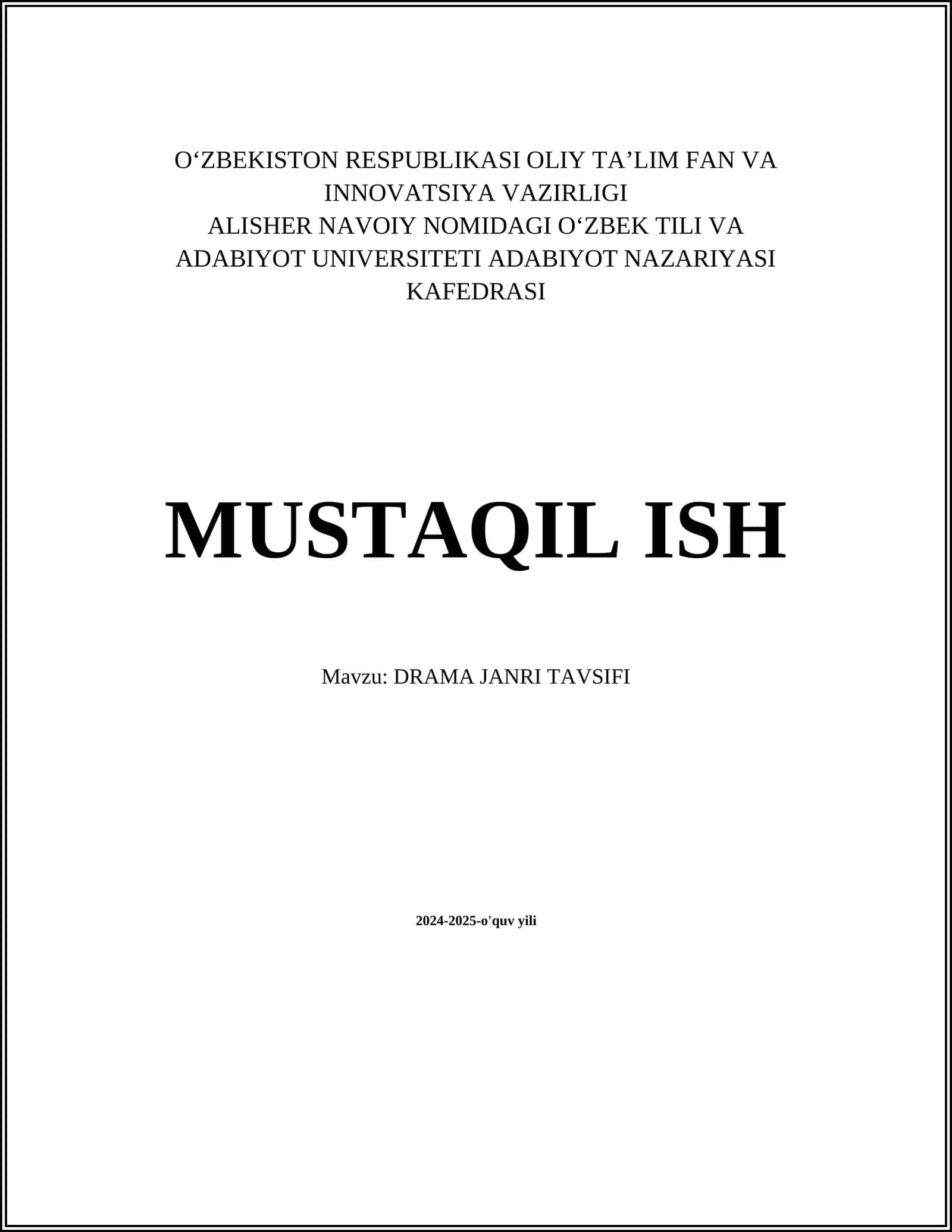 DRAMA JANRI TAVSIFI